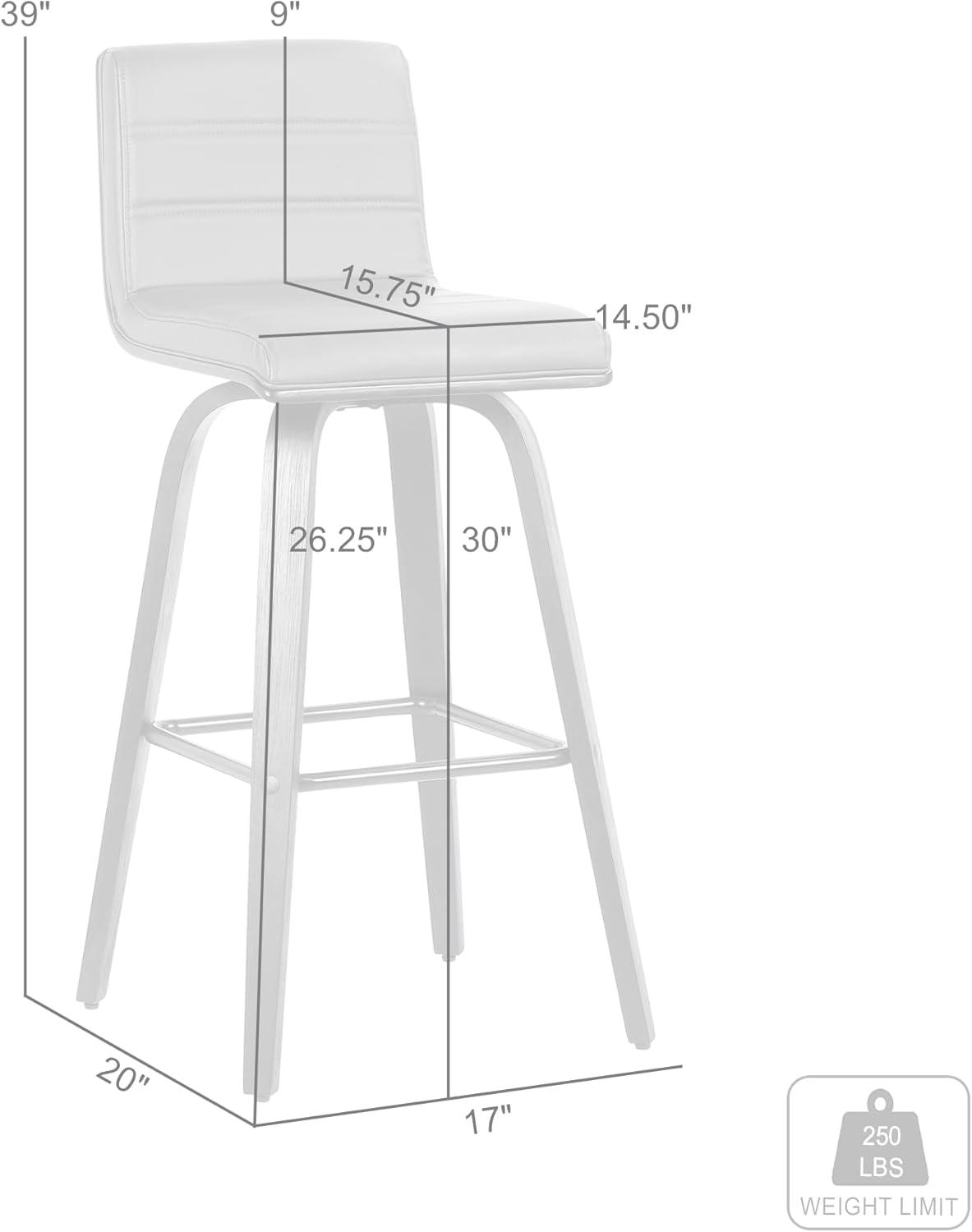 image:imageArmen Living Vienna Modern Swivel 26 Counter Height Barstool with Vintage Blue Faux Leather and Walnut Wood FinishBrown Faux LeatherWalnut
