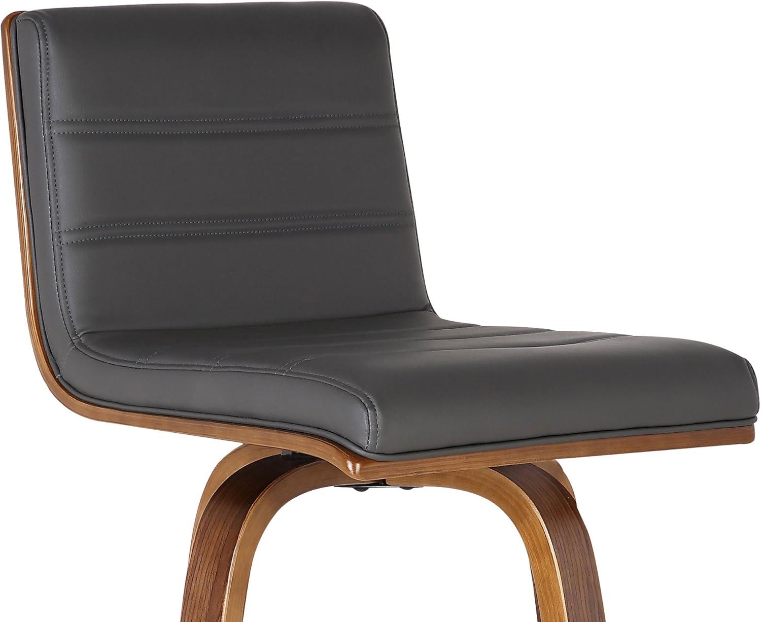 image:imageArmen Living Vienna Modern Swivel 26 Counter Height Barstool with Vintage Blue Faux Leather and Walnut Wood FinishGray Faux LeatherWalnut