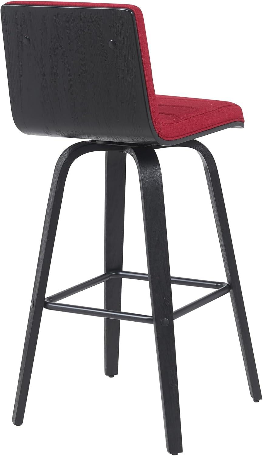 image:imageArmen Living Vienna Modern Swivel 26 Counter Height Barstool with Vintage Blue Faux Leather and Walnut Wood FinishRed FabricBlack