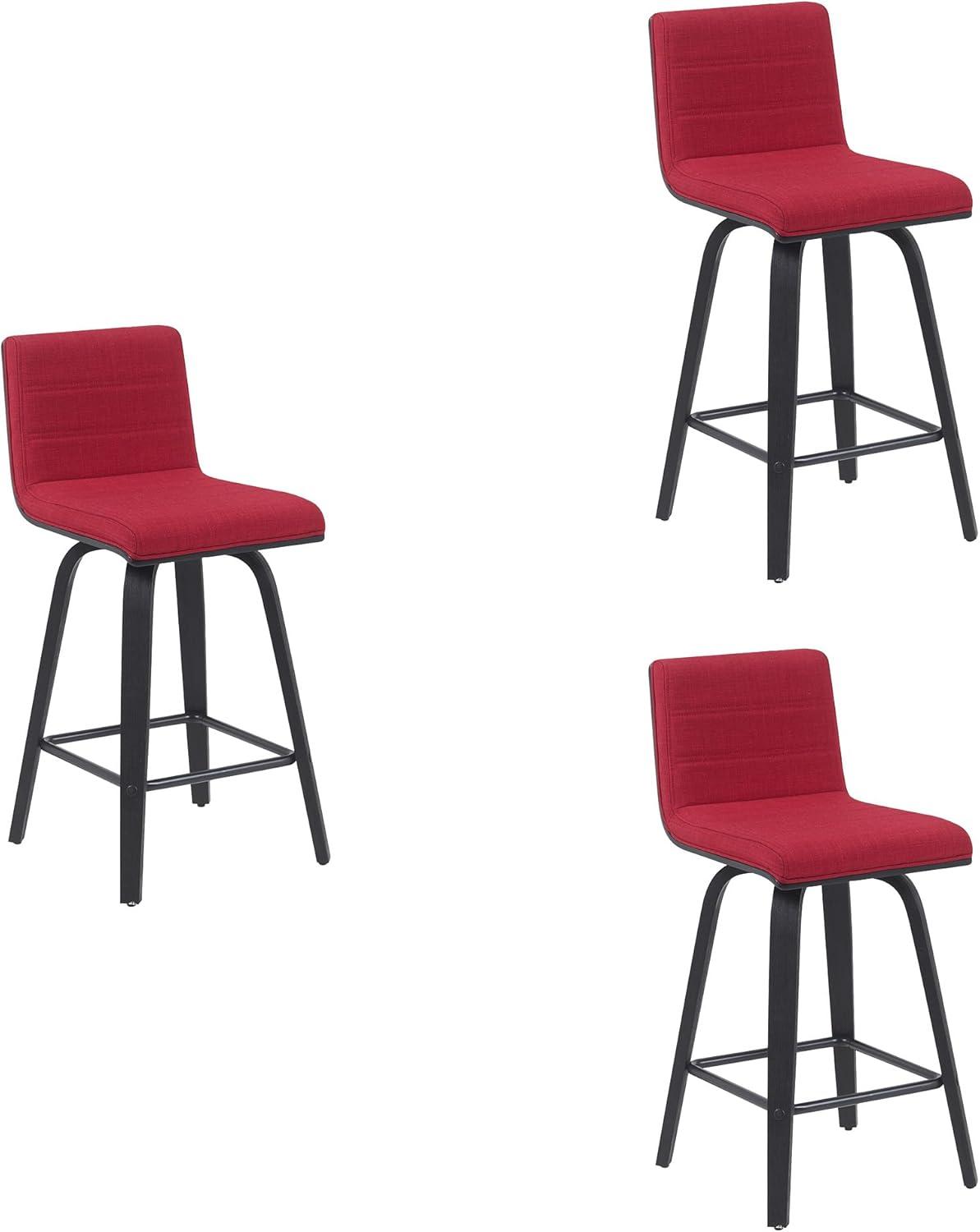 image:imageArmen Living Vienna Modern Swivel 26 Counter Height Barstool with Vintage Blue Faux Leather and Walnut Wood FinishRed FabricBlack
