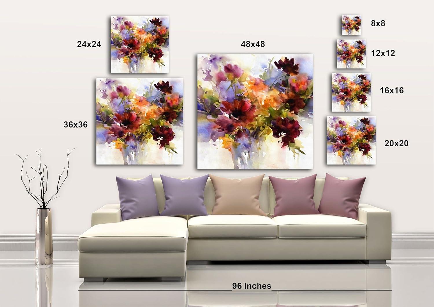 image:imageArmen Living Watercolor Bouquet 156 Square Wrapped Canvas Wall Art Print 24 x 24