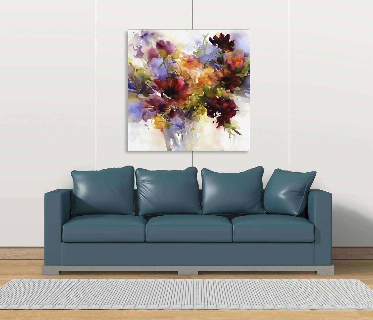 image:imageArmen Living Watercolor Bouquet 156 Square Wrapped Canvas Wall Art Print 24 x 24