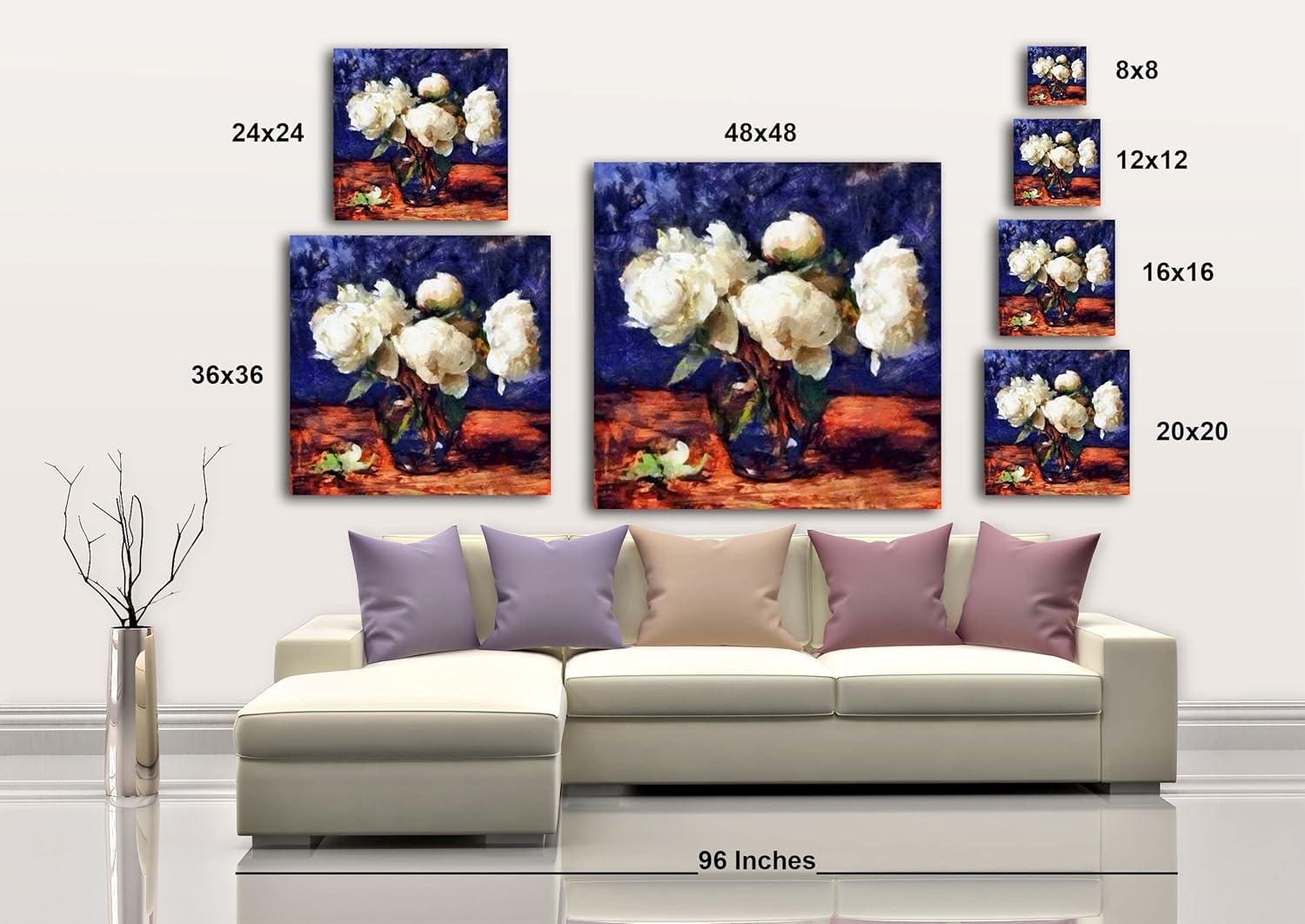 image:imageArmen Living White Bouquet 252 Square Wrapped Canvas Wall Art Print 16 x 1636x36