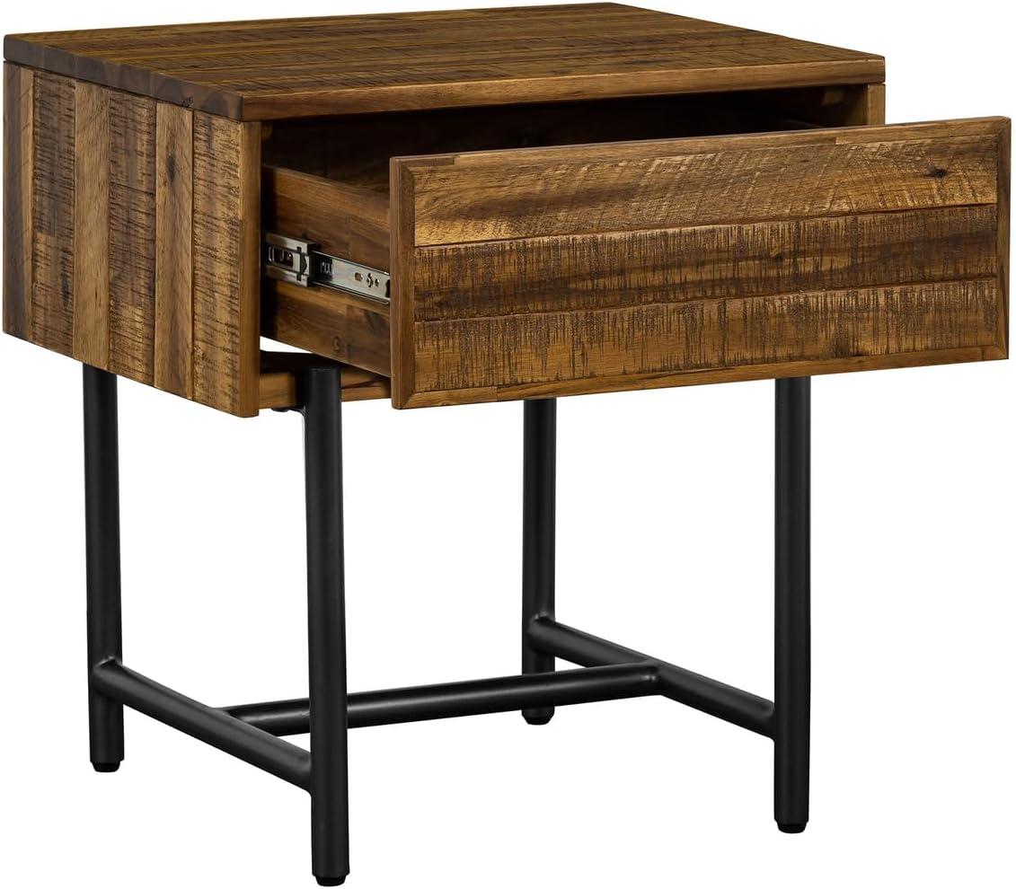 image:imageCusco Rustic Acacia Bedside Table Nightstand 20 Wide Antique