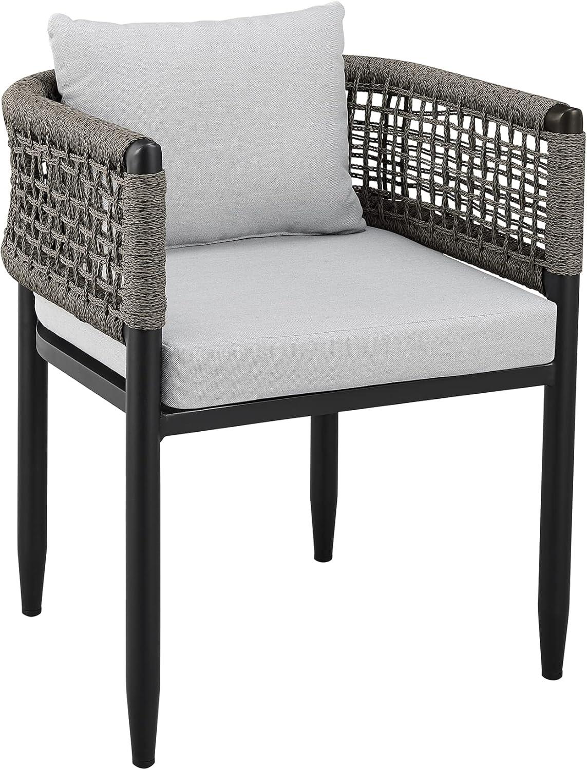 image:imageFelicia Outdoor Patio 5Piece Dining Table Set in Aluminum with Grey Rope and Cushions