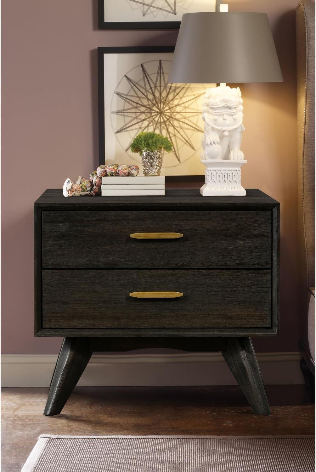 image:imageLoft MidCentury Acacia Bedside Table Nightstand 24 Wide Brushed BrownGrey