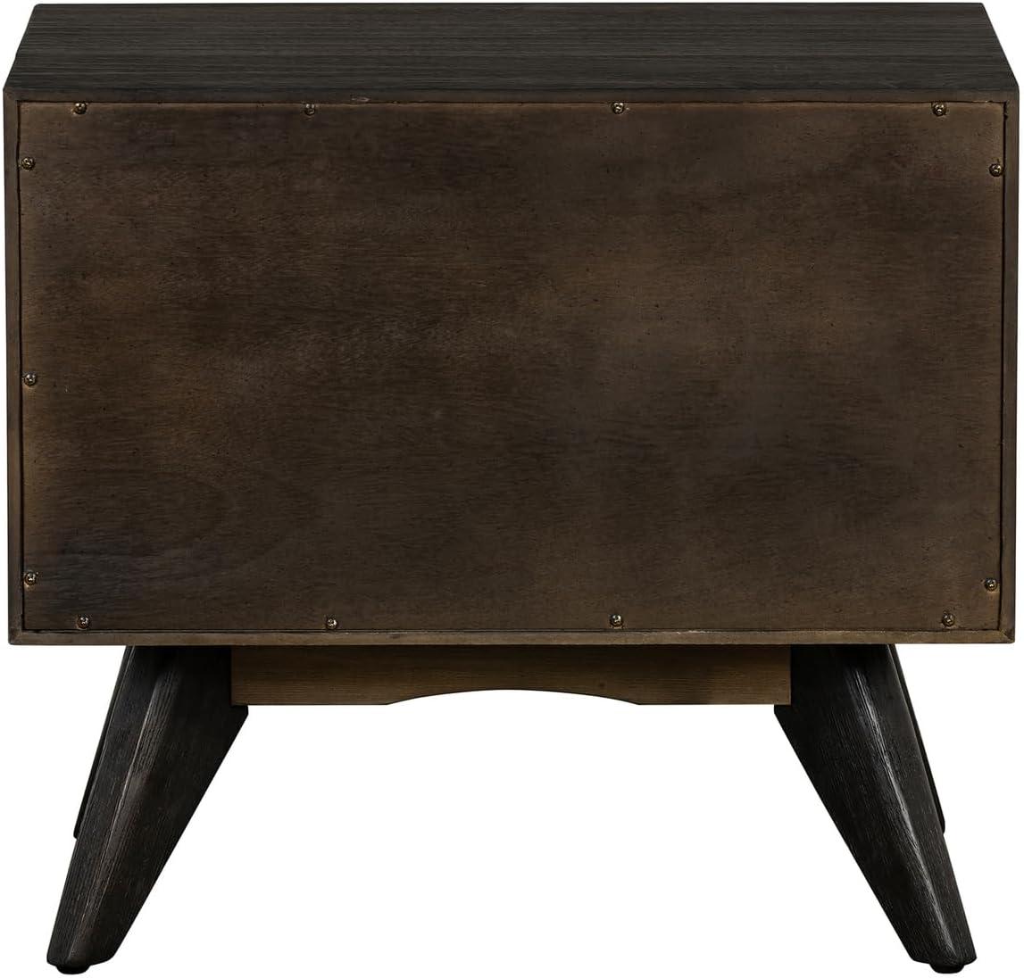 image:imageLoft MidCentury Acacia Bedside Table Nightstand 24 Wide Brushed BrownGrey