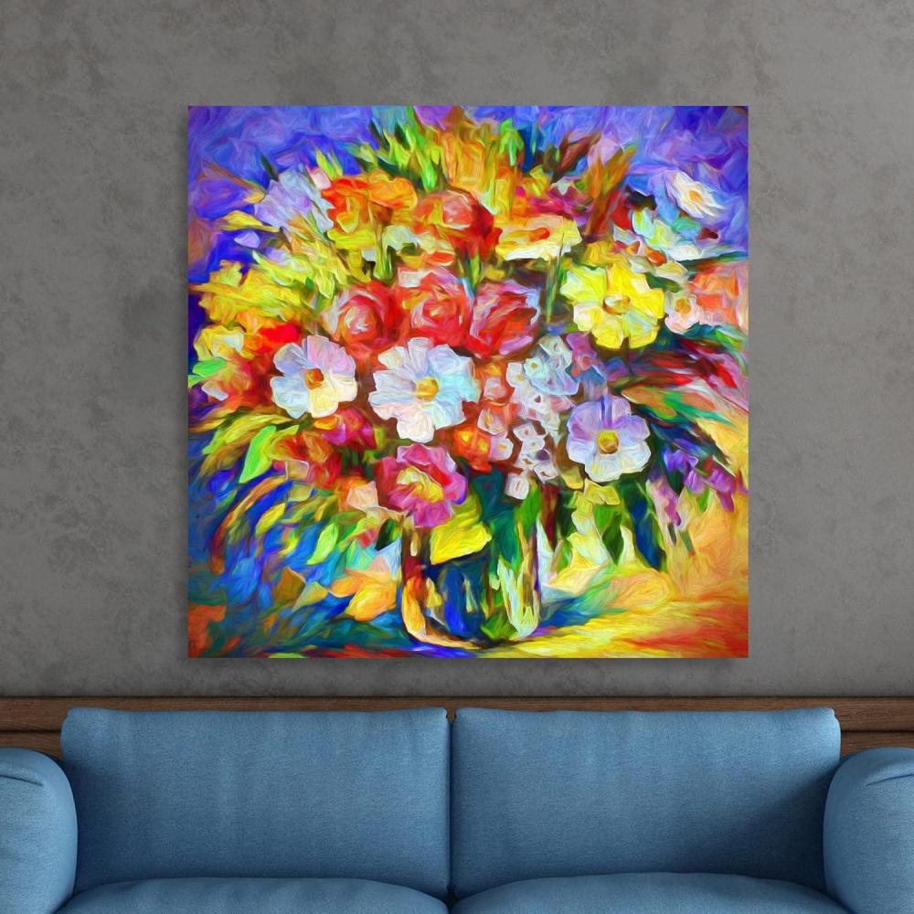 image:imageArmen Living Full Bouquet 257 Square Wrapped Canvas Wall Art Print 8 x 836x36