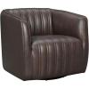 image:imageArmen Living Aries Espresso Genuine Leather Swivel Tufted Barrel Chair