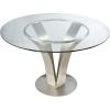 image:imageArmen Living Cleo Dining Table with Clear Glass and Brushed Stainless Steel Finish