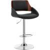 image:imageArmen Living Colby Modern Adjustable Height Swivel Black Faux Leather and Walnut Wood Bar Stool with Chrome Base for Kitchen Island Counter