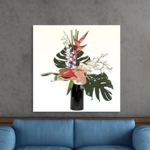 Armen Living Floral 51 – Square Wrapped Canvas Wall Art Print 16 x 16(24×24)