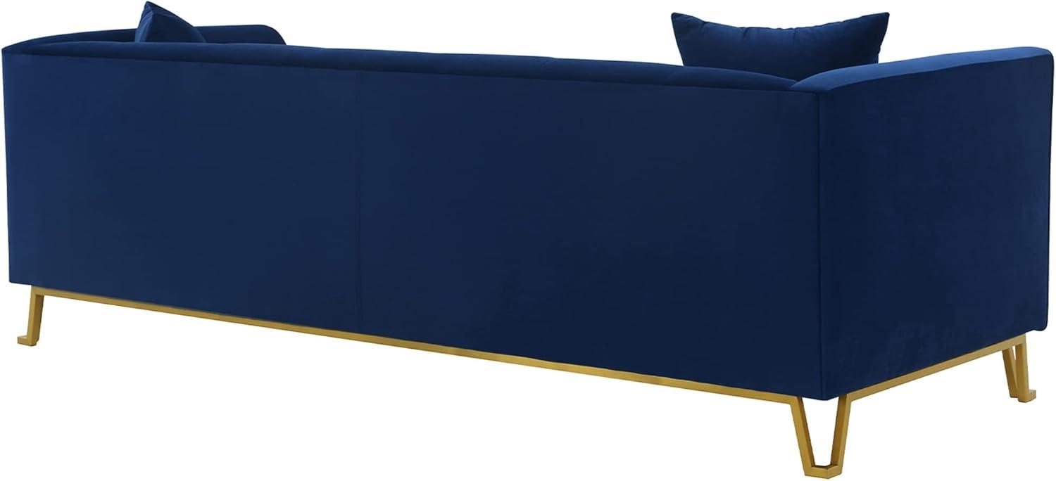 image:imageArmen Living Everest 90 Gray Fabric Upholstered Sofa with Brushed Stainless Steel LegsBlue Velvet and Gold