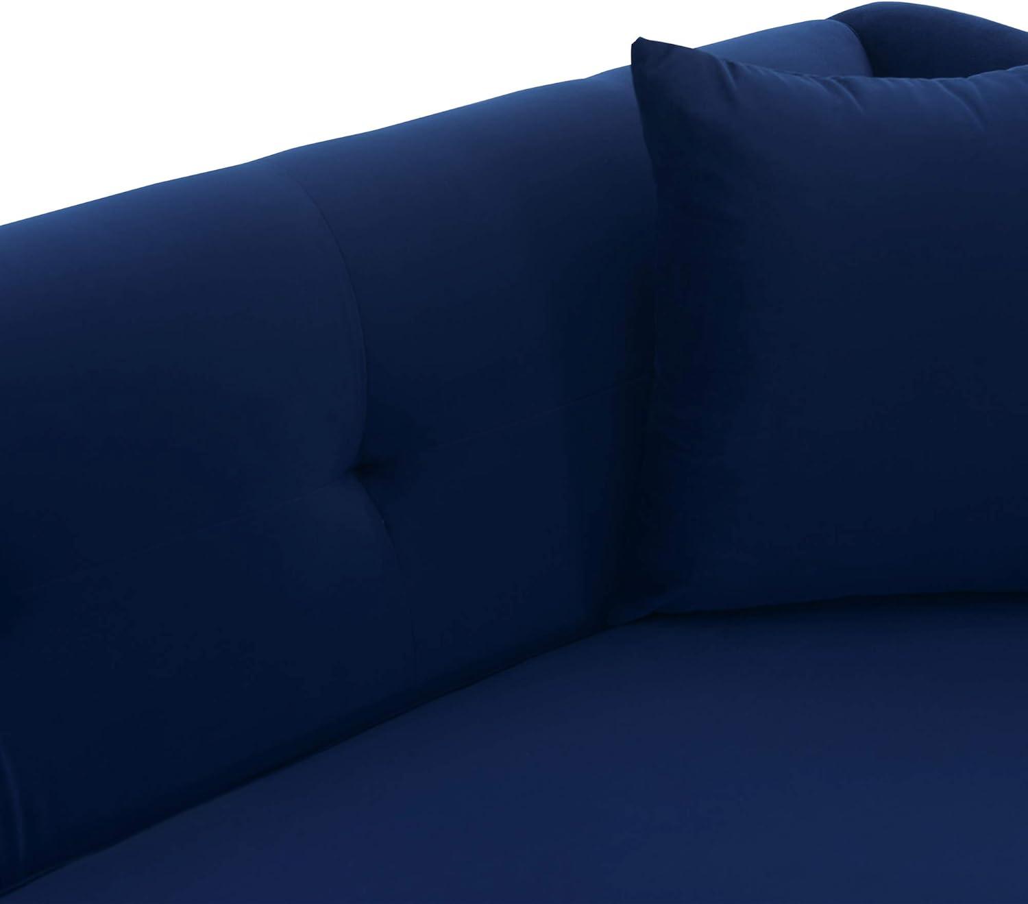 image:imageArmen Living Everest 90 Gray Fabric Upholstered Sofa with Brushed Stainless Steel LegsBlue Velvet and Gold