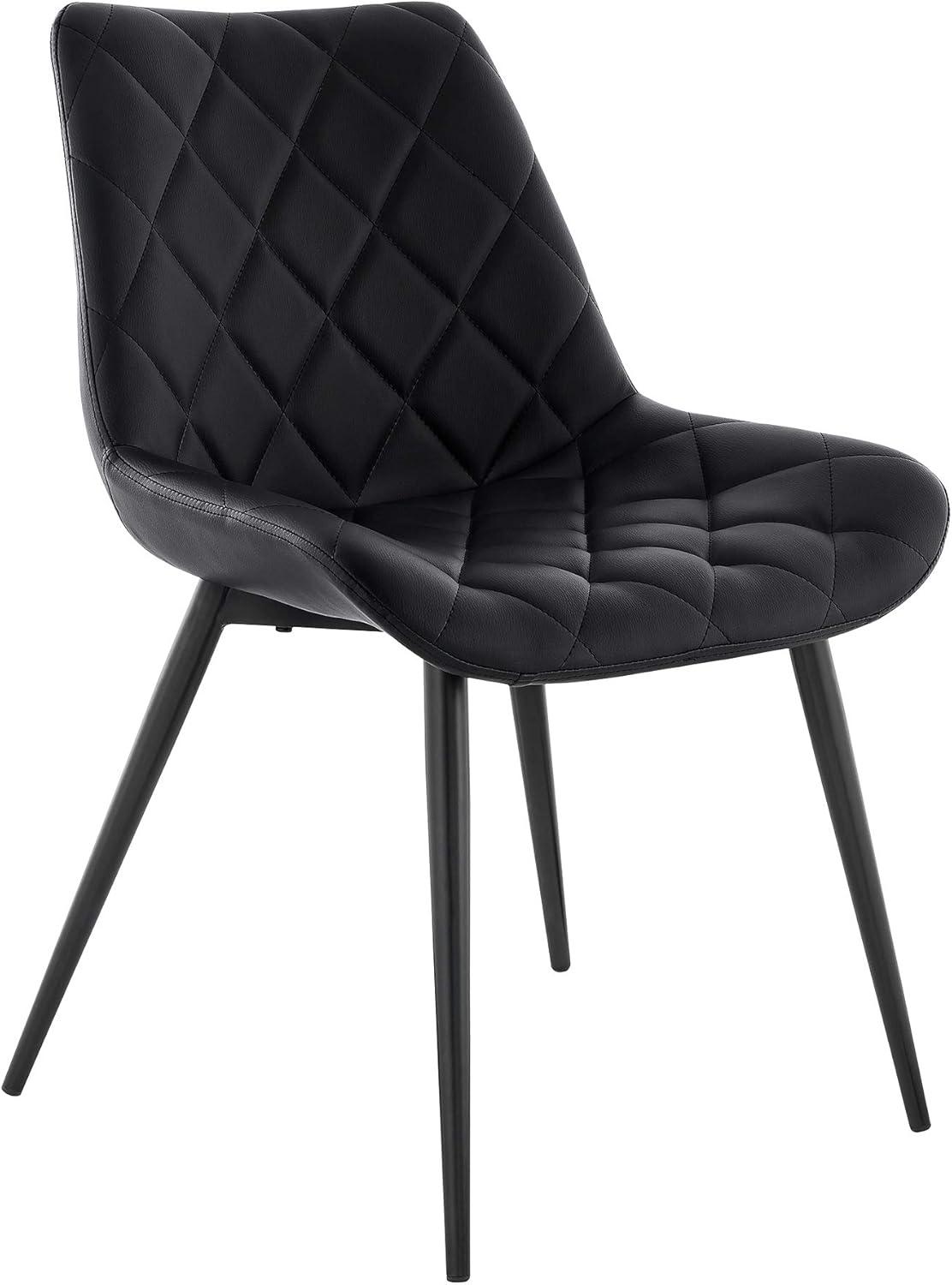 image:imageArmen Living Loralie Faux Leather and Black Metal Dining ChairsSet of 2 17 Seat Height