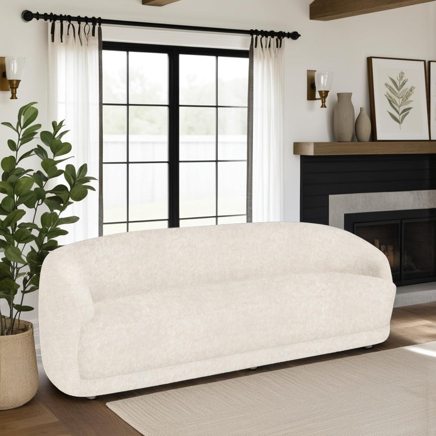 image:imageArmen living Figueroa 90 in 3Seater Sofa in Sand Fabric with Oval Seat and Slope ArmsBeige