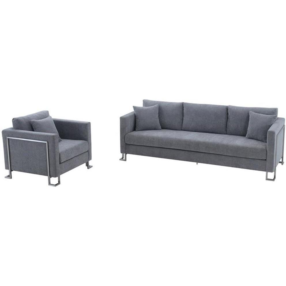 image:imageArmen Living Heritage 2 Piece Gray Fabric Upholstered Sofa amp Chair SetGrey