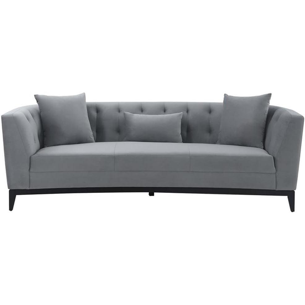 image:imageArmen Living Melange Modern Velvet amp Wood Sofa in GrayBlack