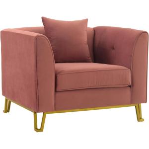 Armen Living Everest Upholstered Fabric Sofa Accent Chair in Blush Pink/Gold