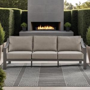 Armen Living Koda Aluminum Outdoor Sofa in Brown
