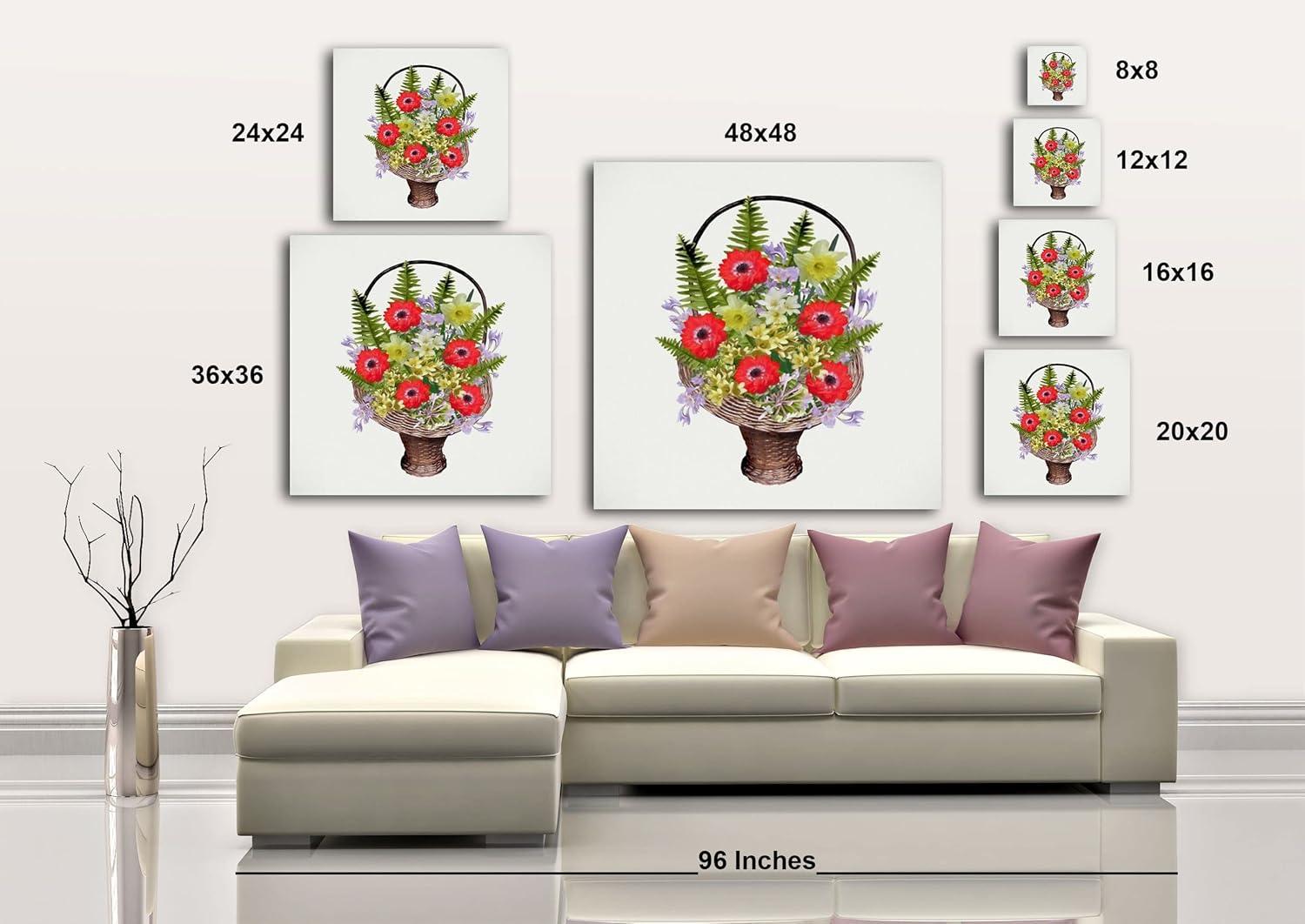 image:imageArmen Living Basket of Flowers I Square Wrapped Canvas Wall Art Print 48 x 4820x20