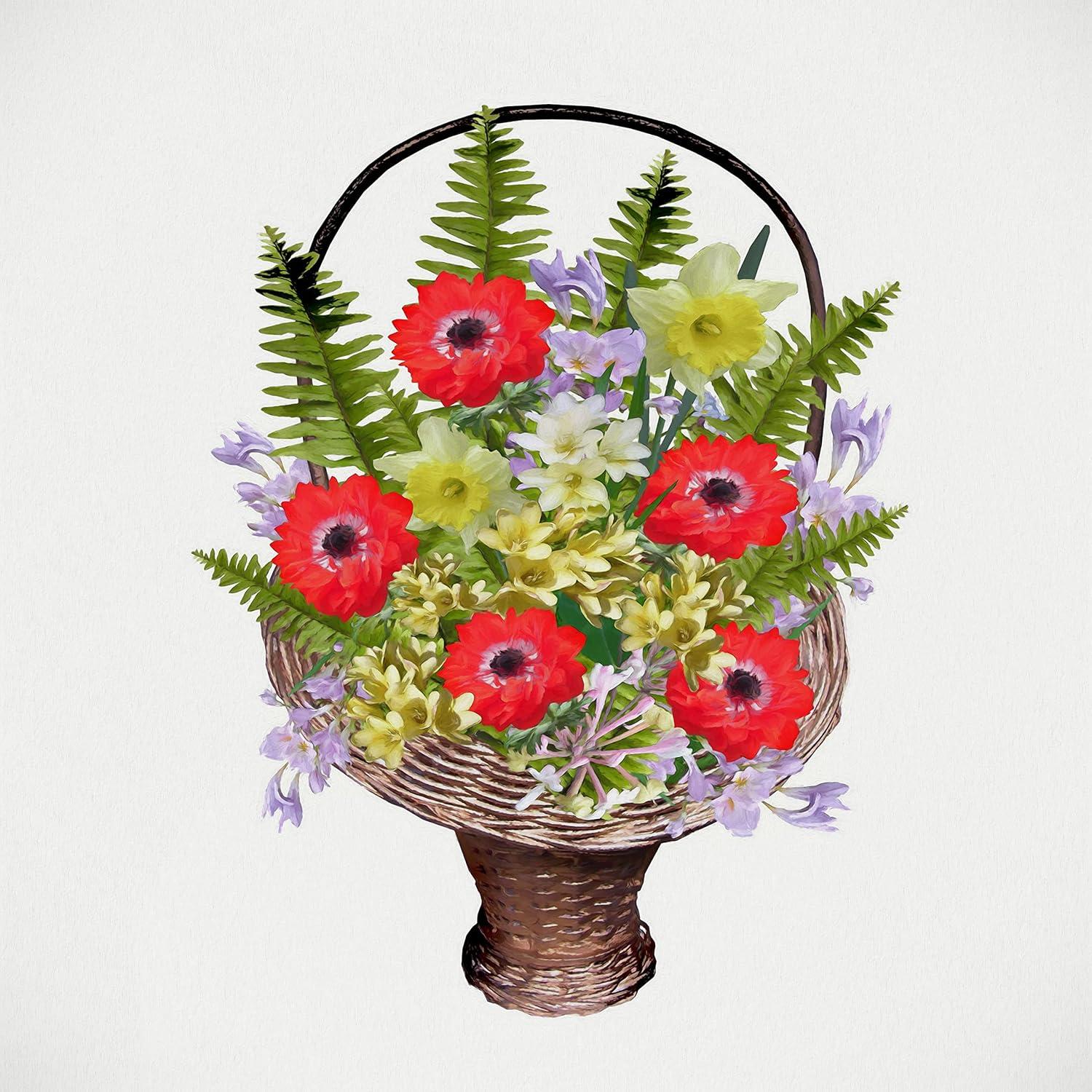 image:imageArmen Living Basket of Flowers I Square Wrapped Canvas Wall Art Print 48 x 4820x20