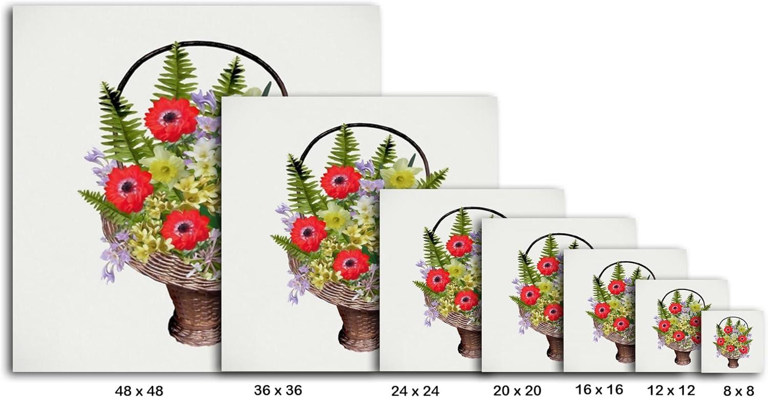 image:imageArmen Living Basket of Flowers I Square Wrapped Canvas Wall Art Print 48 x 4824x24
