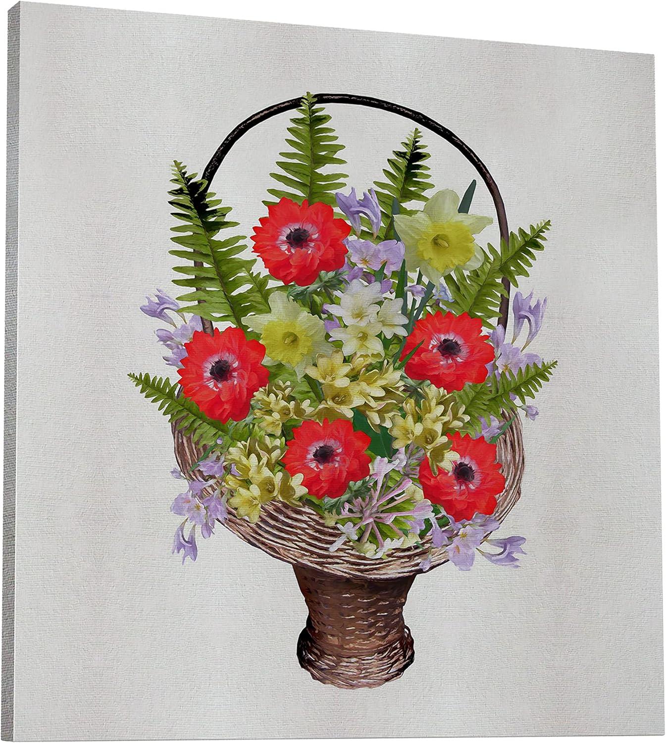 image:imageArmen Living Basket of Flowers I Square Wrapped Canvas Wall Art Print 48 x 4824x24