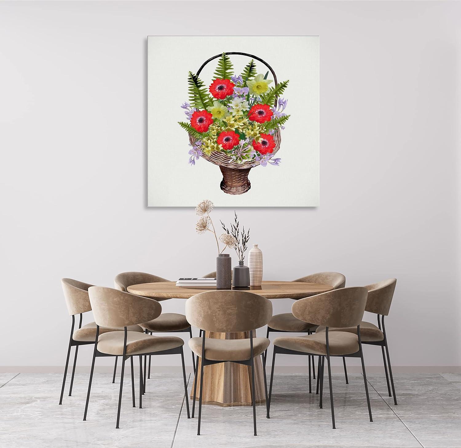 image:imageArmen Living Basket of Flowers I Square Wrapped Canvas Wall Art Print 48 x 4824x24
