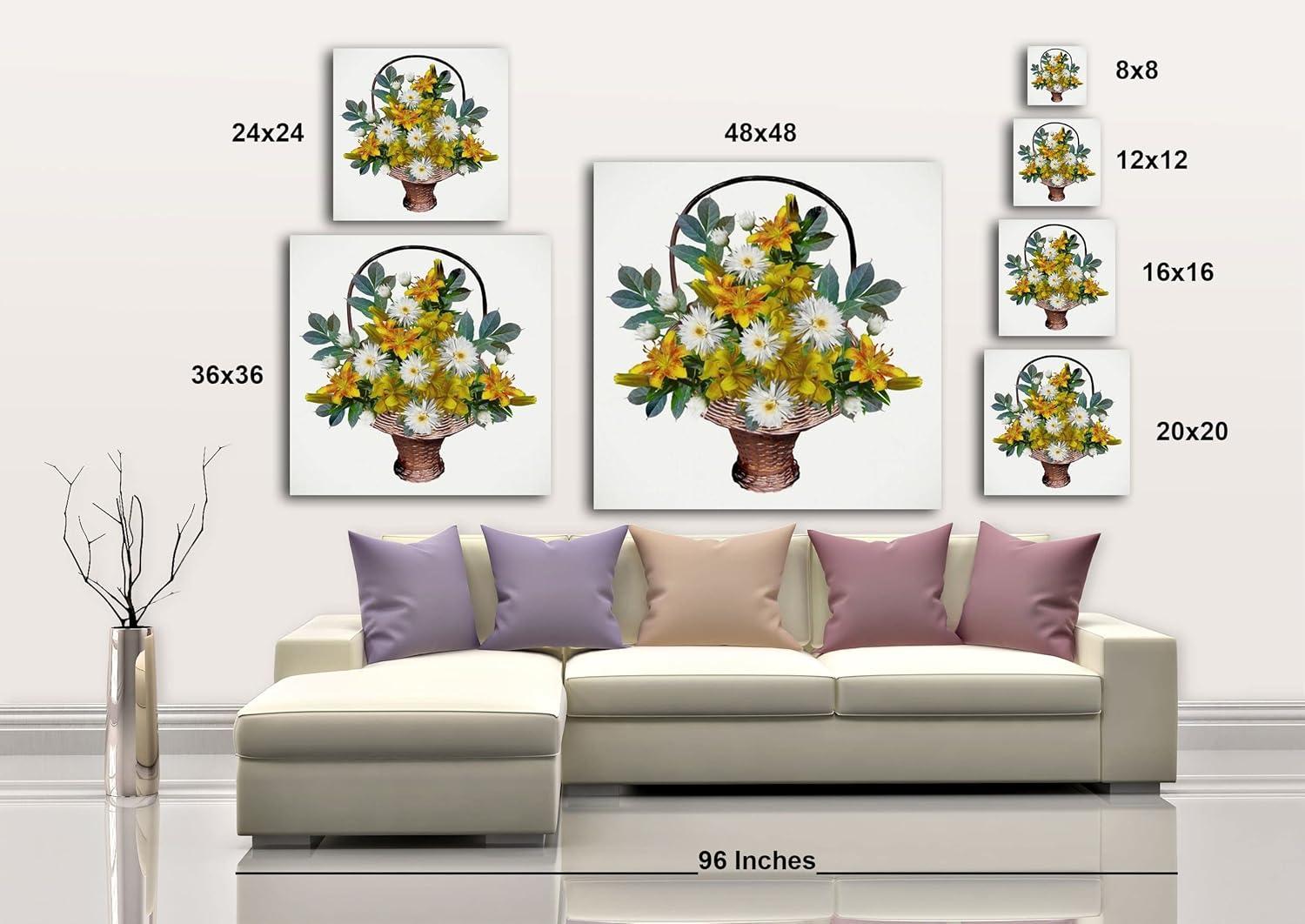 image:imageArmen Living Basket of Flowers II Square Wrapped Canvas Wall Art Print 8 x 824x24