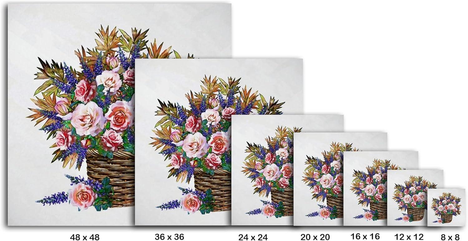 image:imageArmen Living Basket of Roses II Square Wrapped Canvas Wall Art Print 8 x 836x36