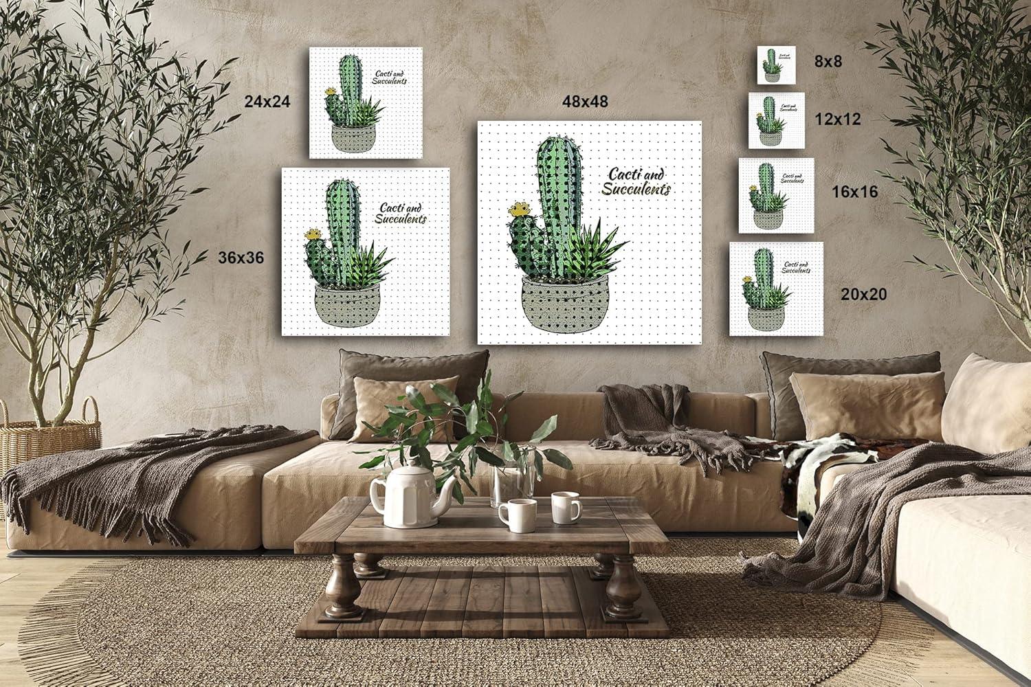 image:imageArmen Living Cactus 195 Square Wrapped Canvas Wall Art Print 36 x 3648 x 48
