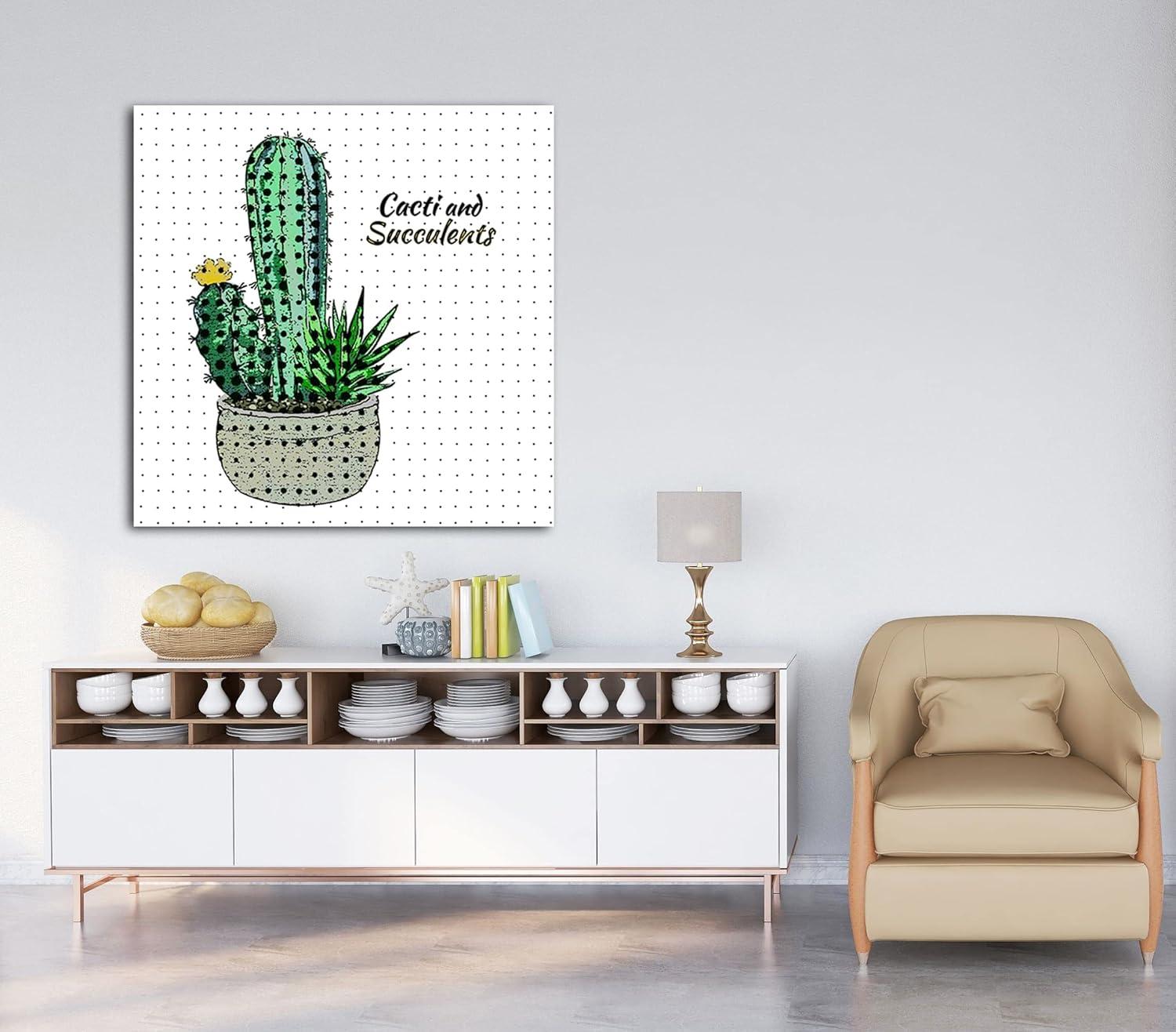 image:imageArmen Living Cactus 195 Square Wrapped Canvas Wall Art Print 36 x 368 x 8