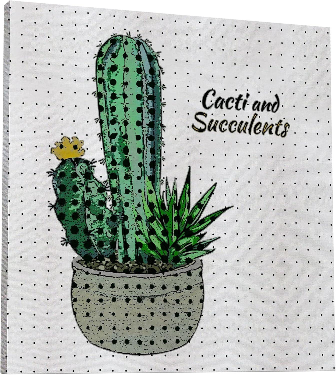 image:imageArmen Living Cactus 195 Square Wrapped Canvas Wall Art Print 36 x 368 x 8
