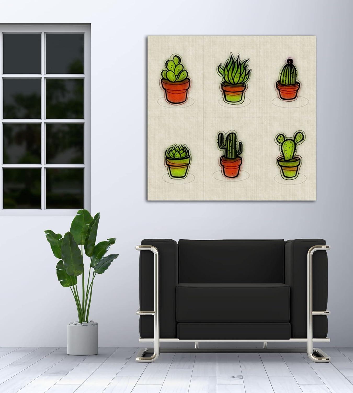 image:imageArmen Living Cactus 533 Square Wrapped Canvas Wall Art Print 36 x 3624 x 24
