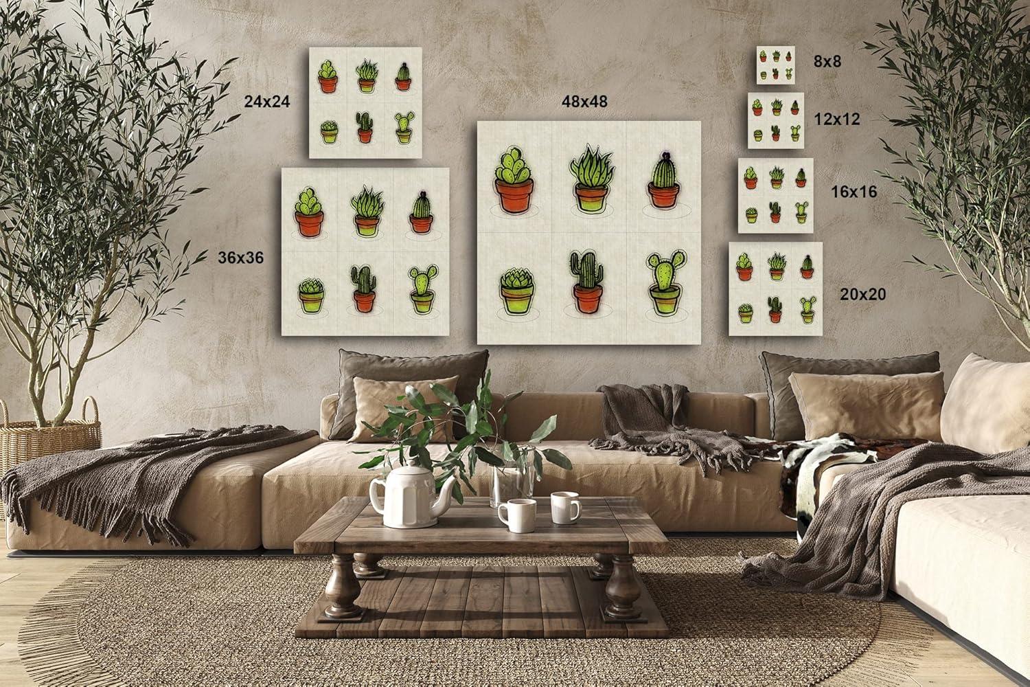 image:imageArmen Living Cactus 533 Square Wrapped Canvas Wall Art Print 36 x 3636 x 36