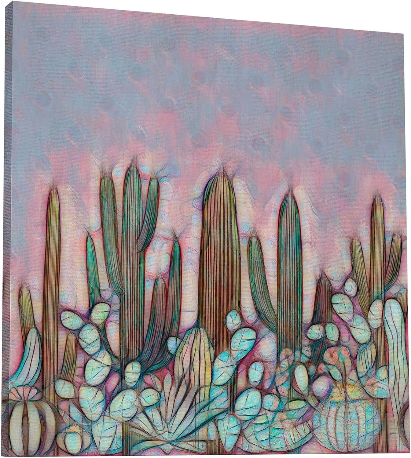 image:imageArmen Living Cactus Flowers 462 Square Wrapped Canvas Wall Art Print 48 x 4848 x 48