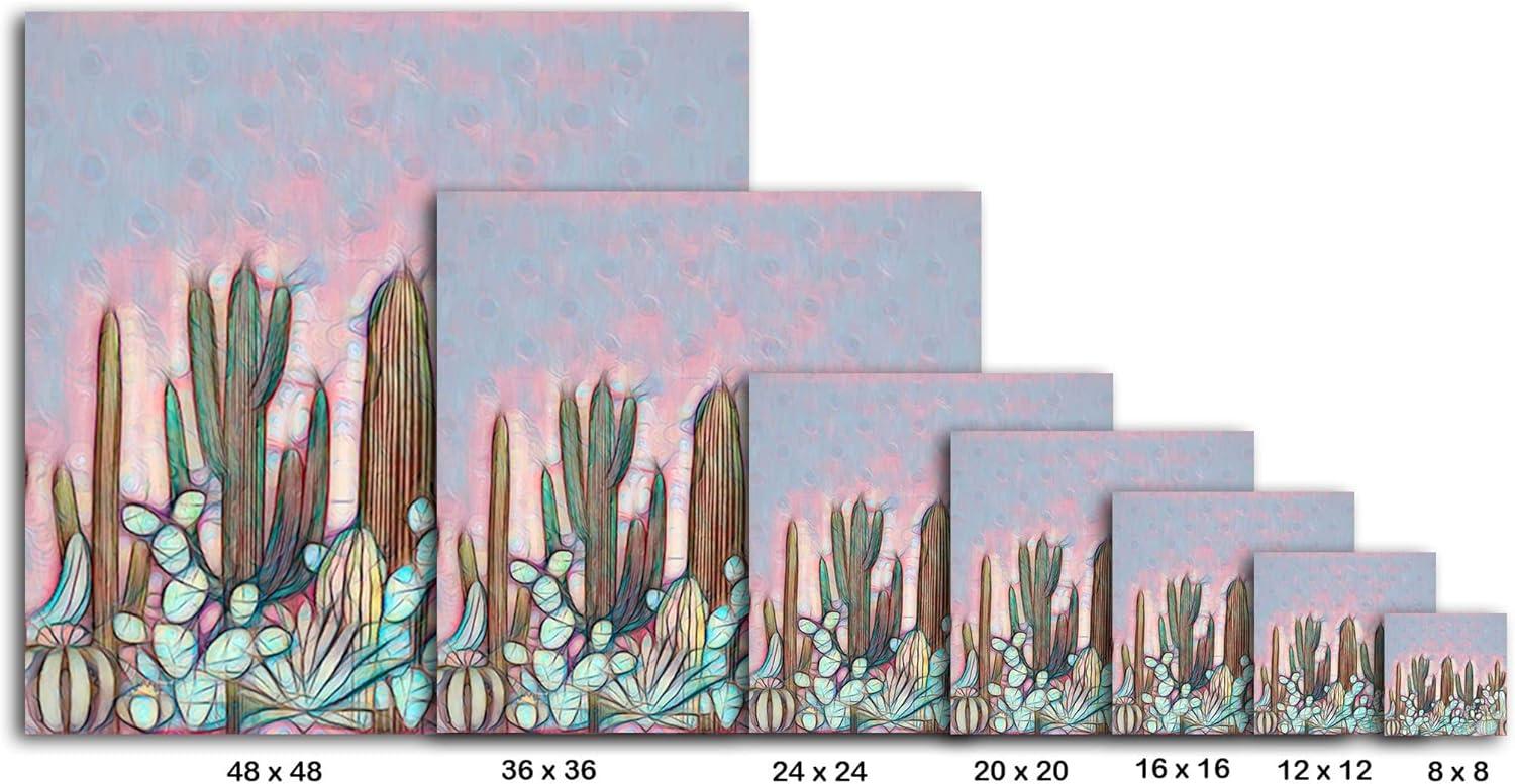 image:imageArmen Living Cactus Flowers 462 Square Wrapped Canvas Wall Art Print 48 x 4848 x 48