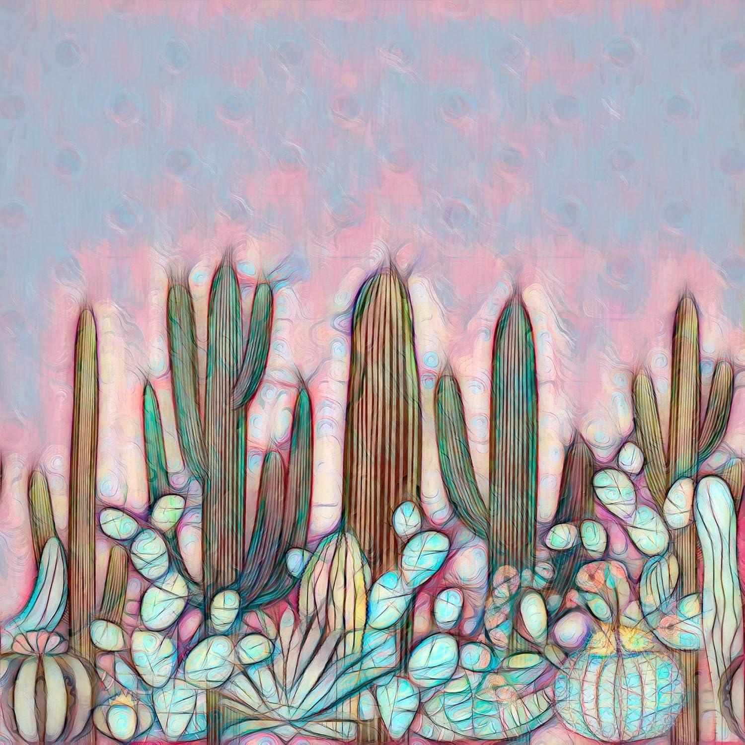 image:imageArmen Living Cactus Flowers 462 Square Wrapped Canvas Wall Art Print 48 x 4848 x 48