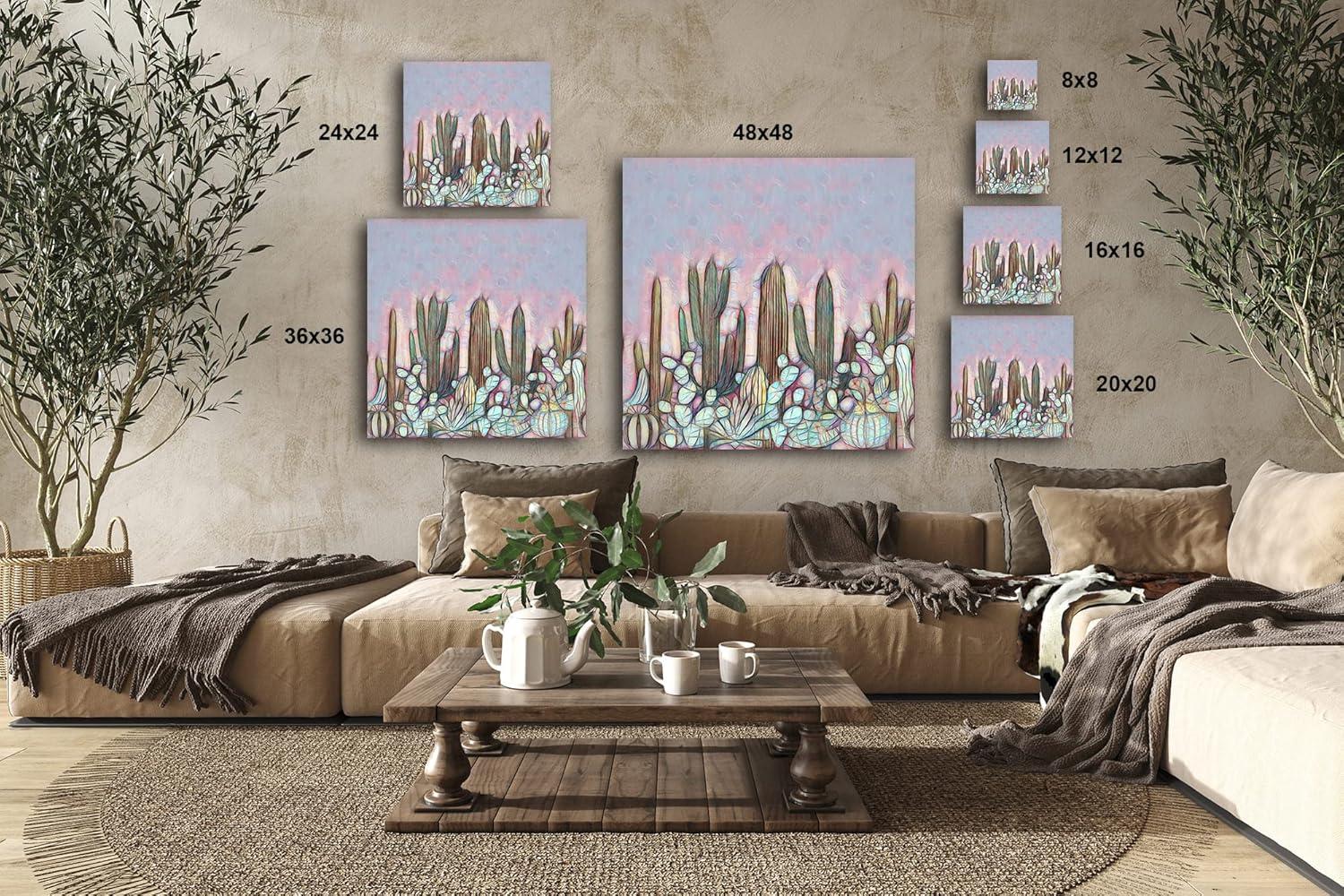 image:imageArmen Living Cactus Flowers 462 Square Wrapped Canvas Wall Art Print 48 x 4848 x 48