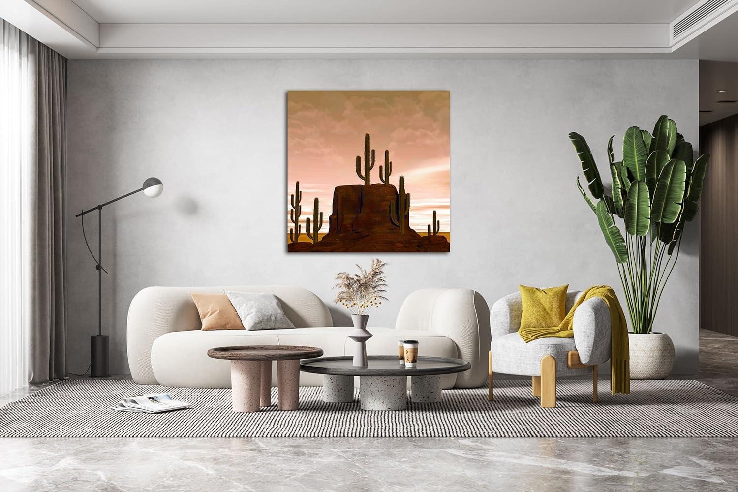 image:imageArmen Living Cactus Flowers 483 Square Wrapped Canvas Wall Art Print 36 x 3612 x 12