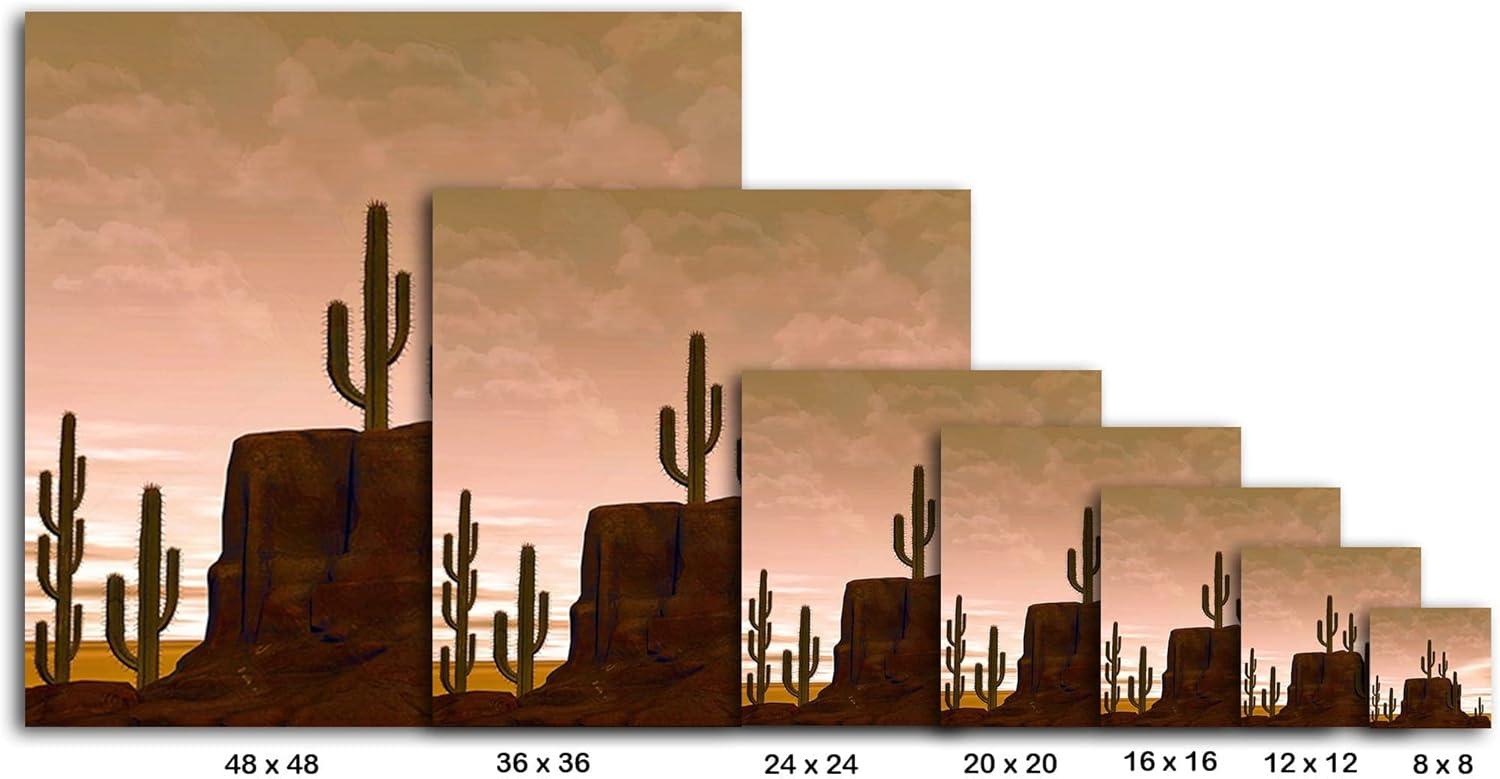 image:imageArmen Living Cactus Flowers 483 Square Wrapped Canvas Wall Art Print 36 x 3612 x 12