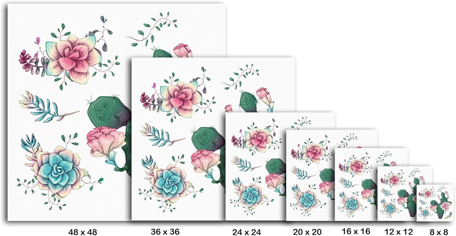 image:imageArmen Living Cactus Succulents 650 Square Wrapped Canvas Wall Art Print 12 x 1236 x 36