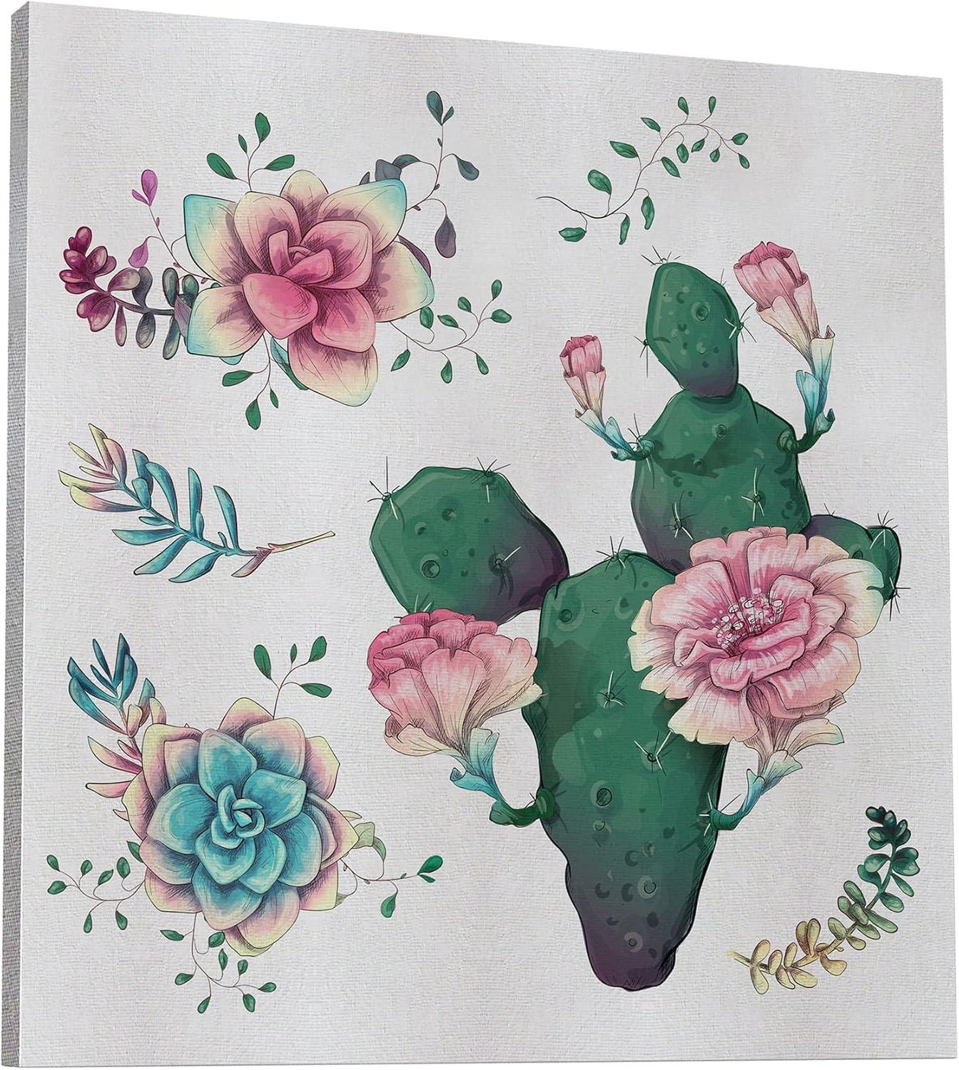 image:imageArmen Living Cactus Succulents 650 Square Wrapped Canvas Wall Art Print 12 x 1236 x 36
