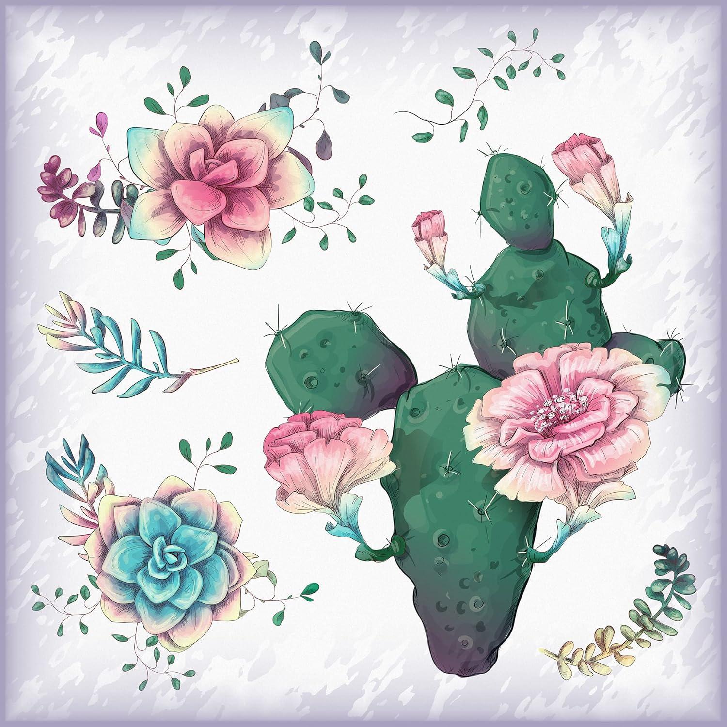 image:imageArmen Living Cactus Succulents 651 Square Wrapped Canvas Wall Art Print 48 x 4812 x 12