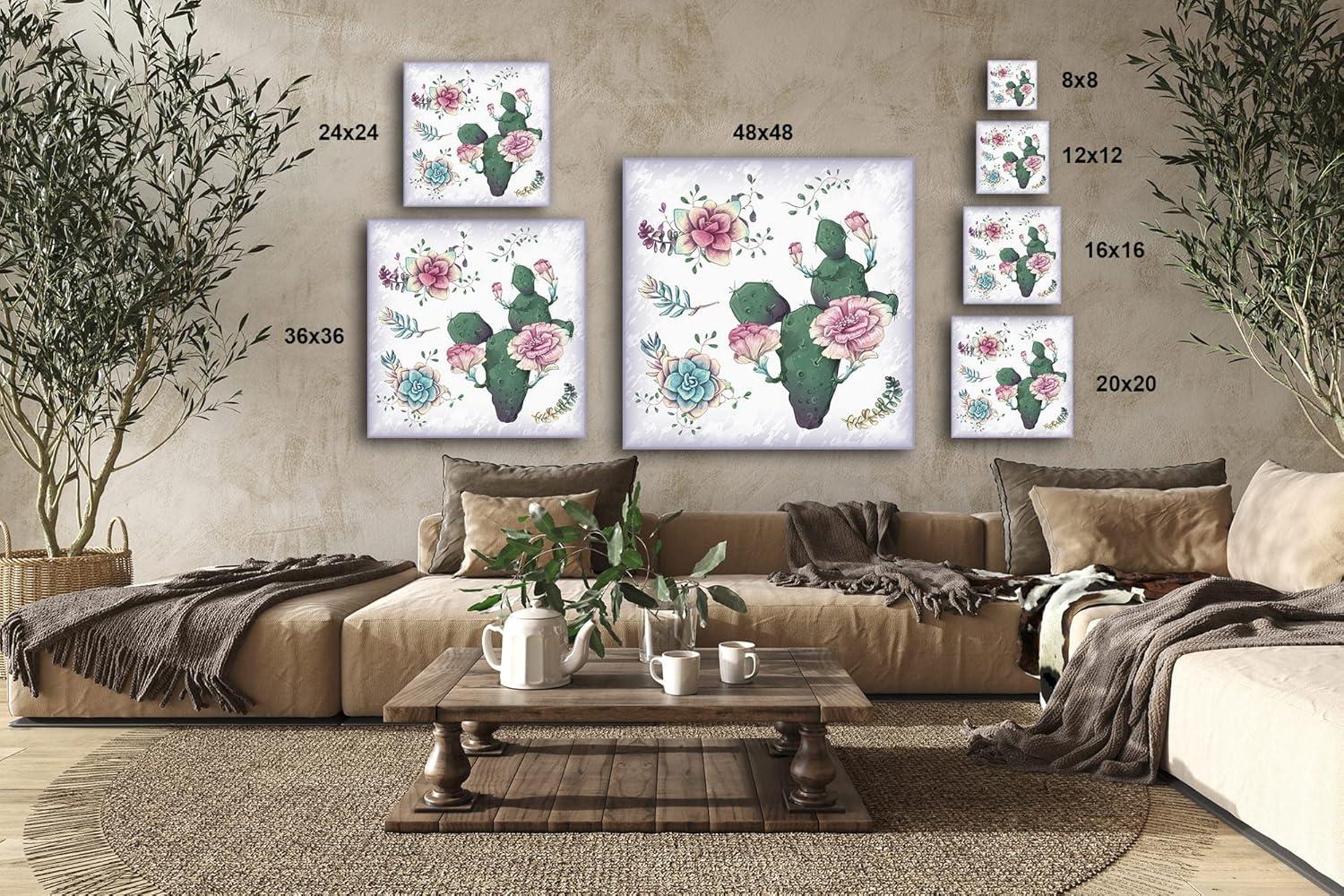 image:imageArmen Living Cactus Succulents 651 Square Wrapped Canvas Wall Art Print 48 x 4812 x 12