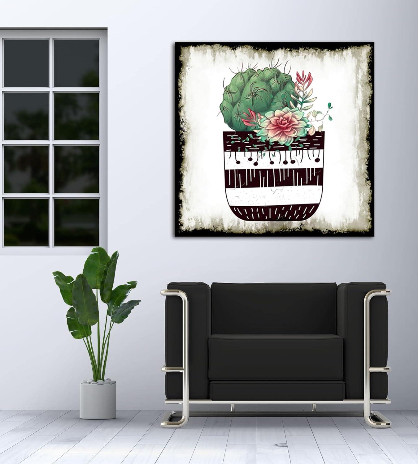 image:imageArmen Living Cereus Aeonium Square Wrapped Canvas Wall Art Print 8 x 848 x 48