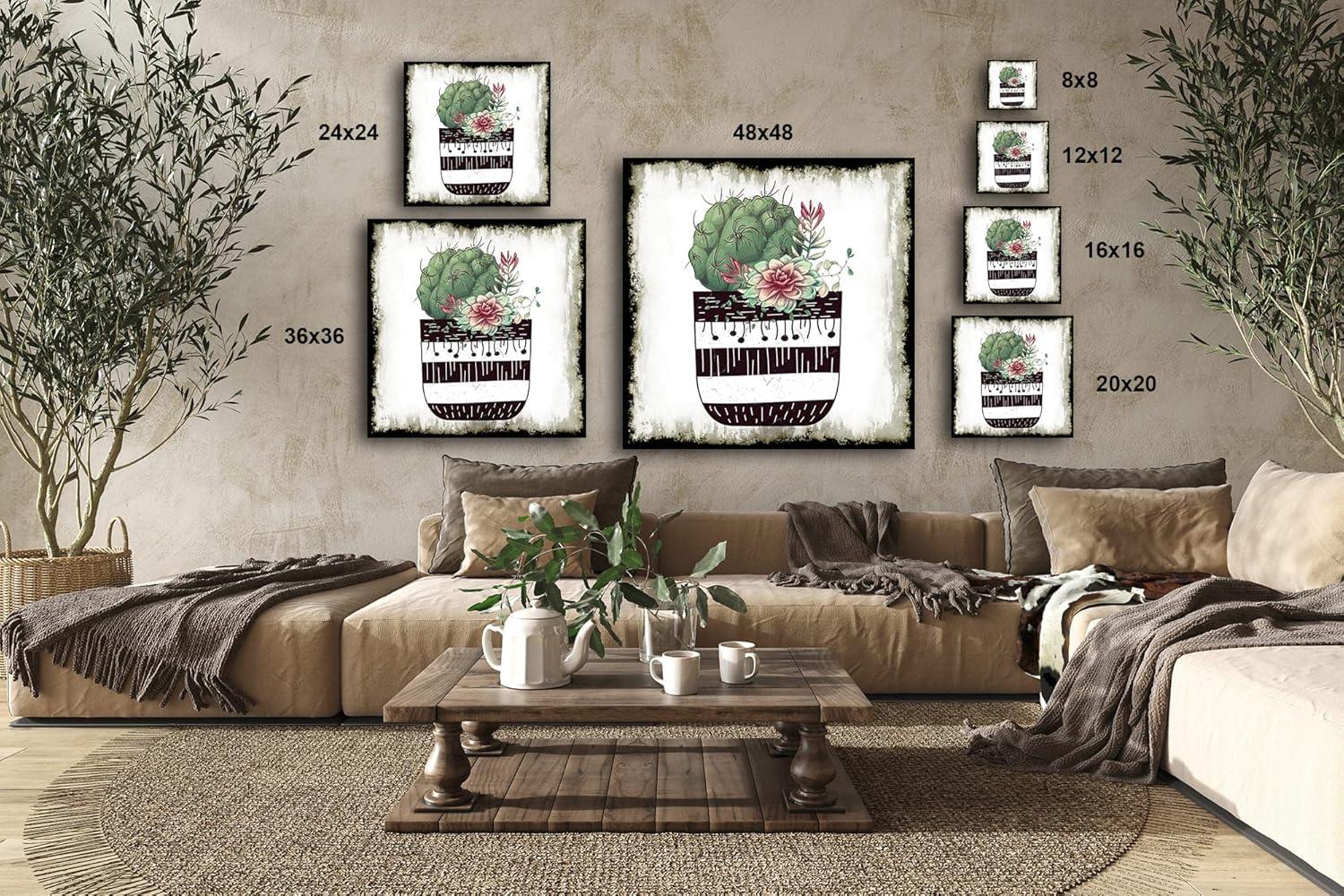 image:imageArmen Living Cereus Aeonium Square Wrapped Canvas Wall Art Print 8 x 848 x 48