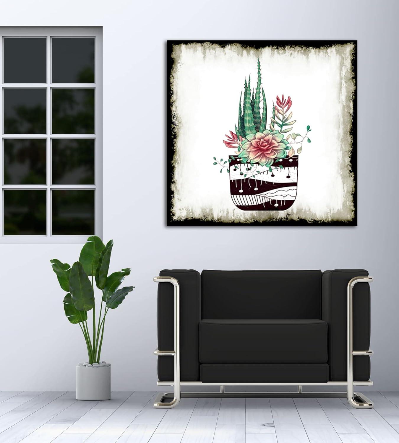 image:imageArmen Living Cereus Aloe Square Wrapped Canvas Wall Art Print 20 x 2016 x 16