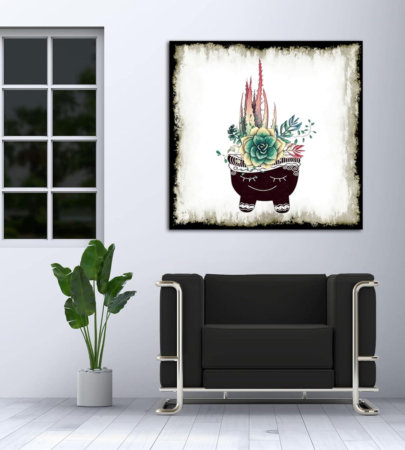 image:imageArmen Living Cereus Echeveria Square Wrapped Canvas Wall Art Print 8 x 836 x 36